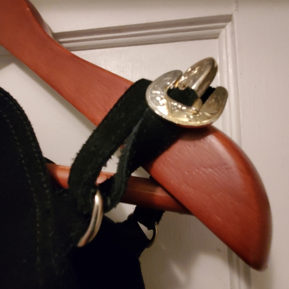 Absolutely Amazing " Hobby Horse" Black Suede Fringed Western Riding Chaps. - Picture 4 of 9